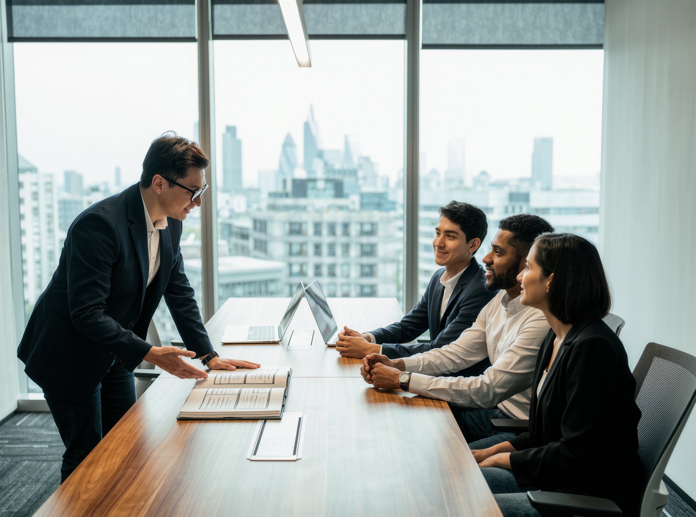 A communications team at work
